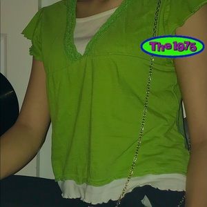 Green and White XL Kids T-Shirt